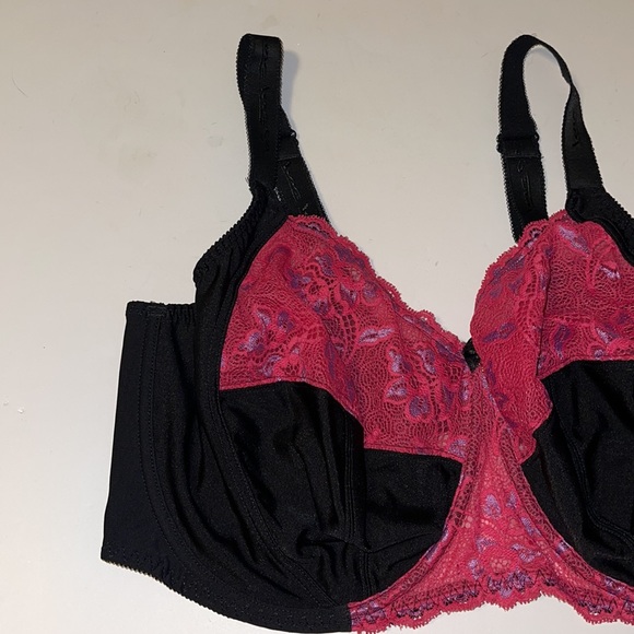 🆕 Love Love “Sabina” Black and Pink Underwire Bra - Size 46H / H46 - Picture 4 of 9